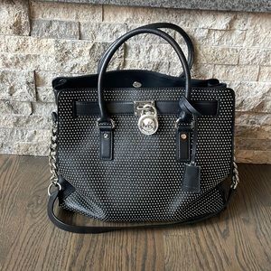 Michael Kors large Hamilton silver studded  leather handbag! A classic piece.